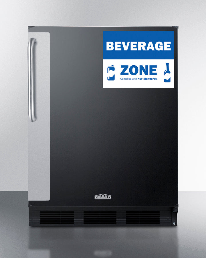 Summit FF6BK7BZADA 24″ Wide ADA-Height All-Refrigerator – Black Cabinet / Stainless Steel Handle