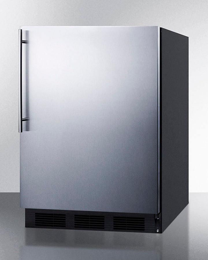Summit AL752BKSSHV 24″ Wide ADA-Height All-Refrigerator – Black Cabinet / Stainless Steel Door