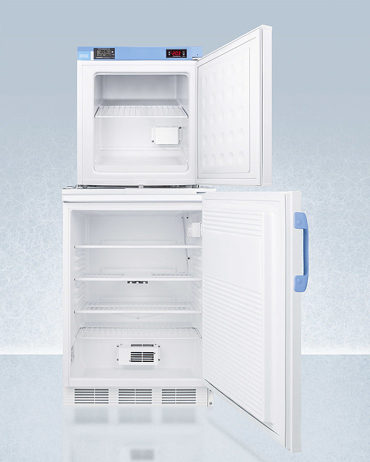 Accucold FF7LW-FS24LSTACKMED2 24″ Wide Side-by-Side Refrigerator/Freezer Combo – 6.9 cu ft Total (5.5 cu ft Refrigerator + 1.4 cu ft Freezer), White Finish