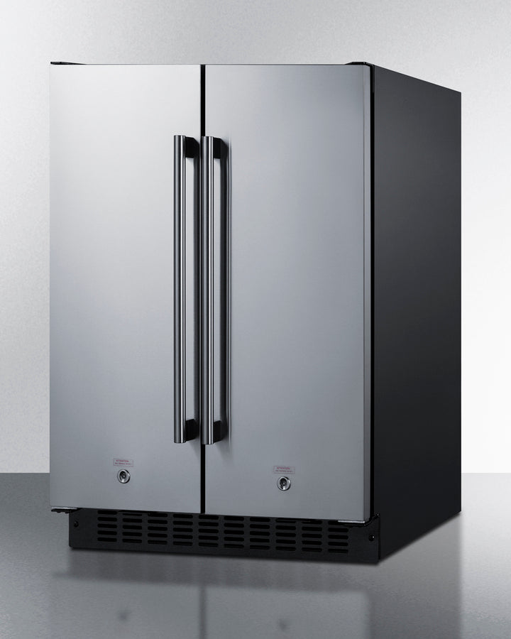Summit FFRF24SS 24″ Wide Built-In Frost-Free Refrigerator-Freezer — Stainless Steel Doors, Black Cabinet