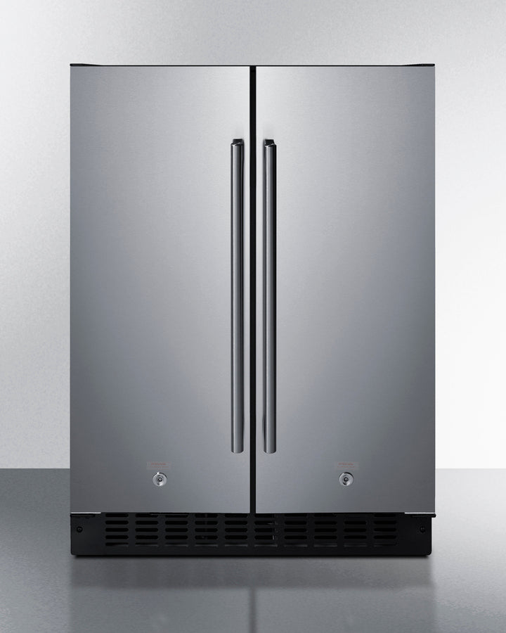 Summit FFRF24SS 24″ Wide Built-In Frost-Free Refrigerator-Freezer — Stainless Steel Doors, Black Cabinet