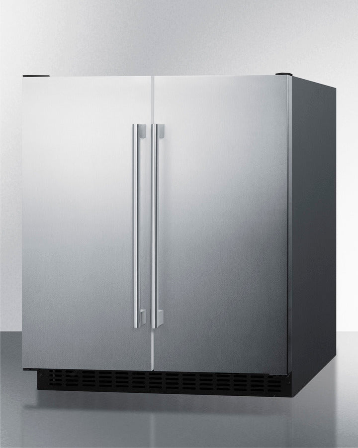 Summit FFRF3070BSS 30″ Wide Built-In Refrigerator-Freezer — Stainless Steel French Doors