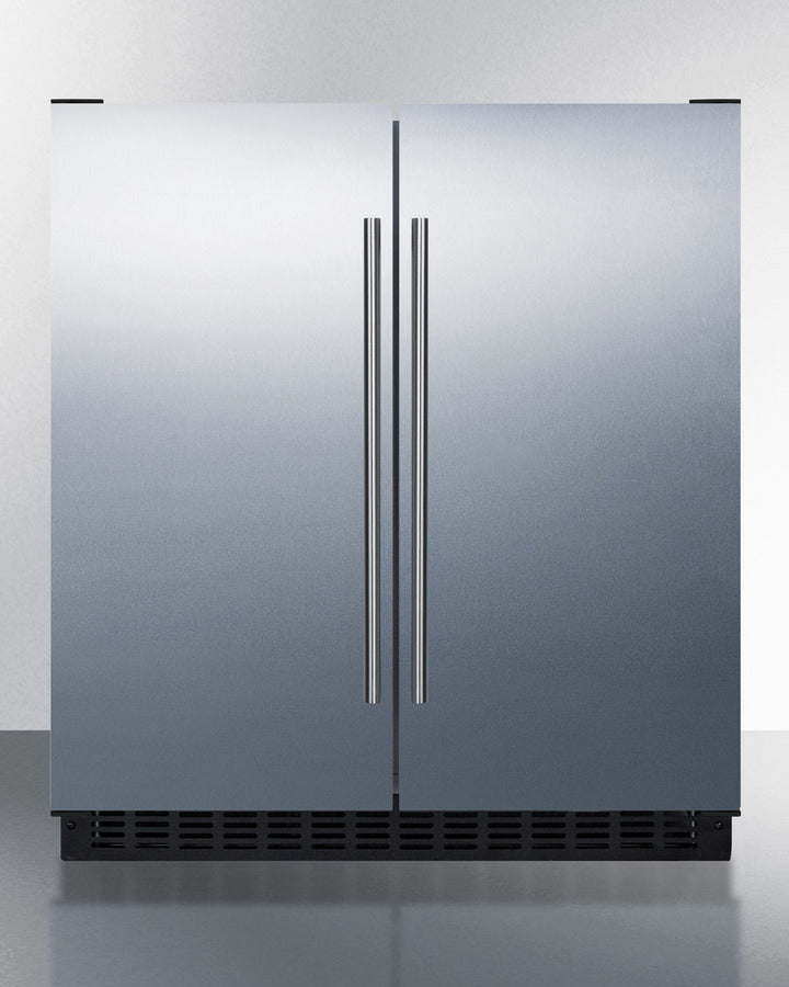 Summit FFRF3070BSS 30″ Wide Built-In Refrigerator-Freezer — Stainless Steel French Doors