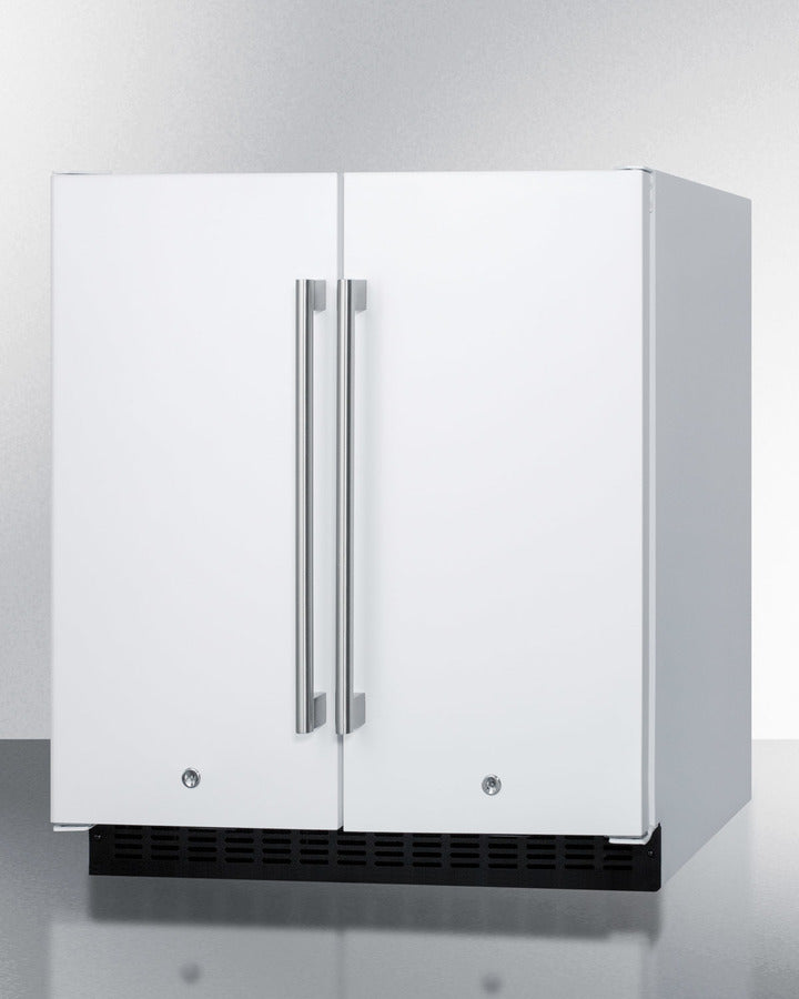 Summit FFRF3075W 30″ Wide Built-In Side-by-Side Refrigerator-Freezer — White Exterior