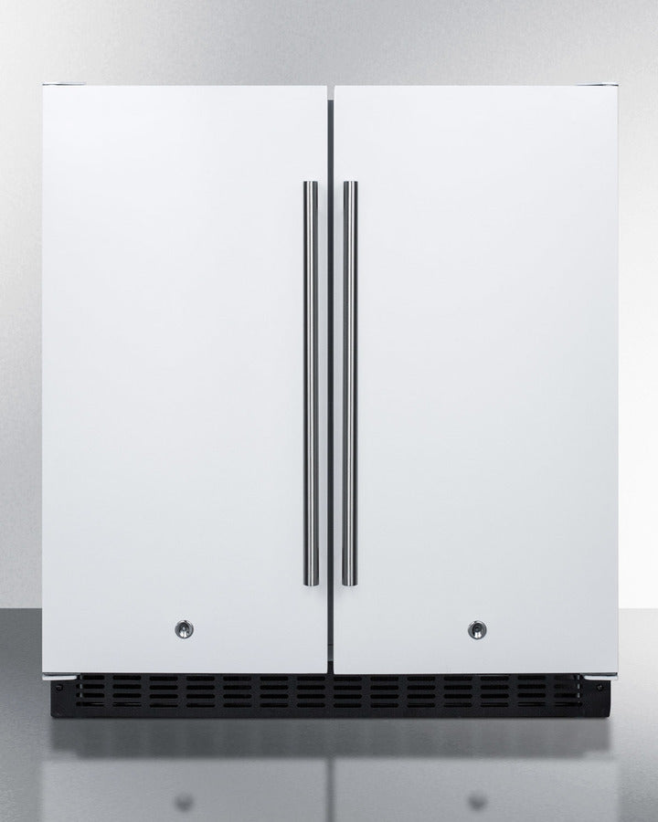 Summit FFRF3075W 30″ Wide Built-In Side-by-Side Refrigerator-Freezer — White Exterior
