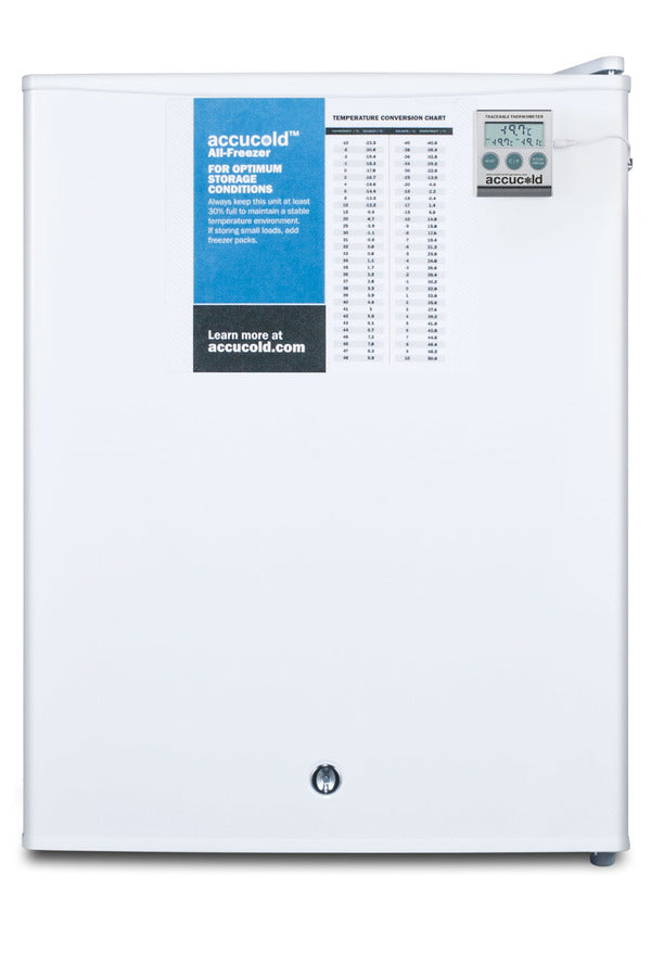 Accucold FS30LPLUS2 19" Wide 1.8 Cu.Ft. Medical All-Freezer – NIST Calibrated, Manual Defrost, White
