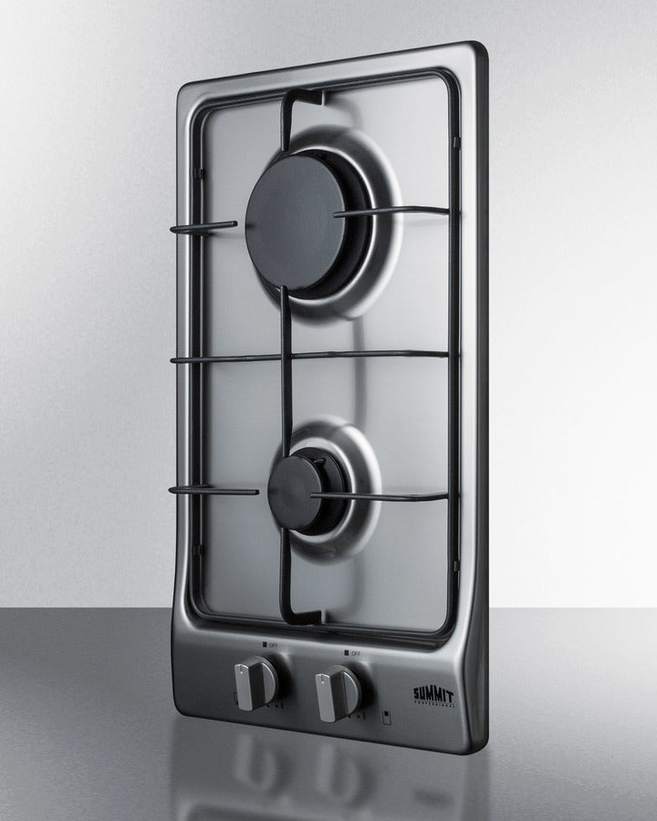 Summit GC22SS 12″ Wide 2-Burner Gas Cooktop – Stainless Steel Surface
