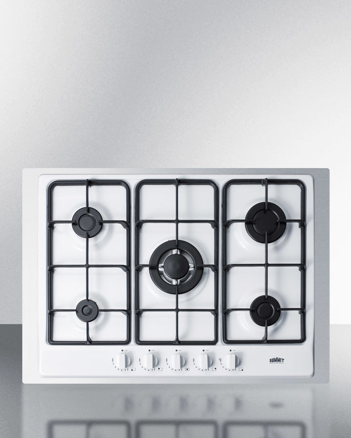 Summit GC5271WTK30 30″ Wide 5-Burner Gas Cooktop – White Enamel Surface