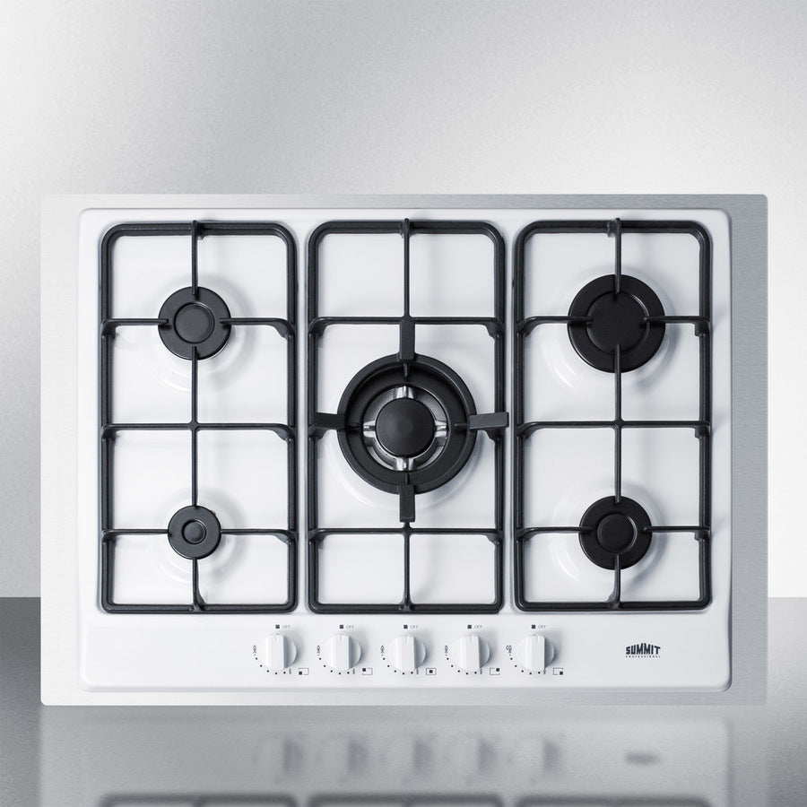 Summit GC5271WTK30 30″ Wide 5-Burner Gas Cooktop – White Enamel Surface
