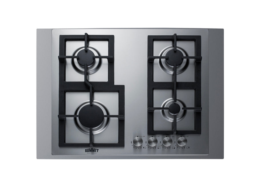 Summit GCJ4SSTK27 27" 4-Burner Gas Cooktop with Trim Kit – Stainless Steel