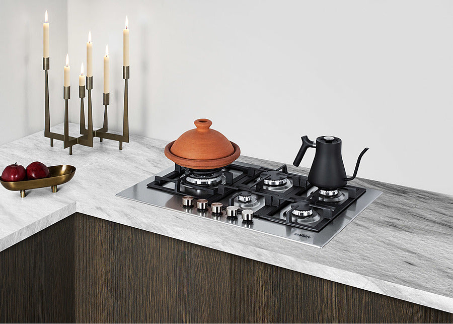 Summit GCJ5SS 30" Wide 5-Burner Gas Cooktop – Stainless Steel, LP Convertible