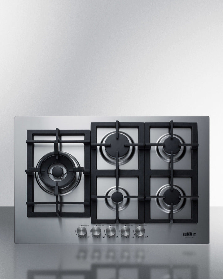 Summit GCJ5SSLP 30″ Wide 5-Burner Propane Gas Cooktop – Stainless Steel Surface