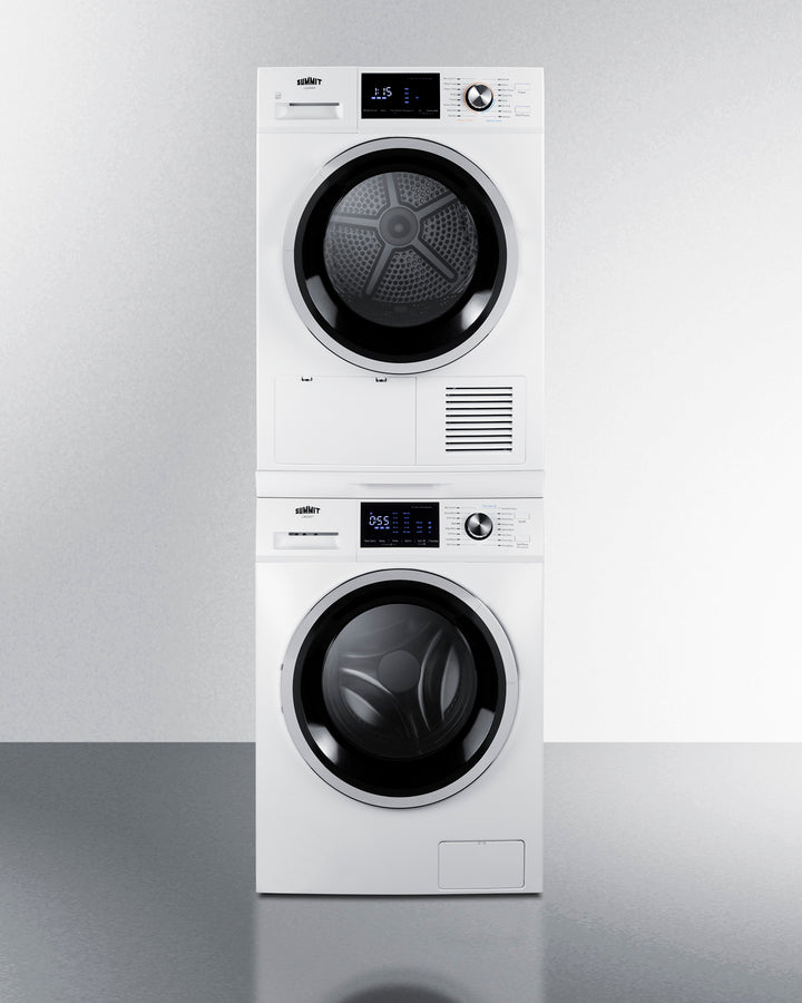 Summit LSWD24 24″ Wide 7.1 cu. ft. Stackable Washer + Heat Pump Dryer Laundry Station – White
