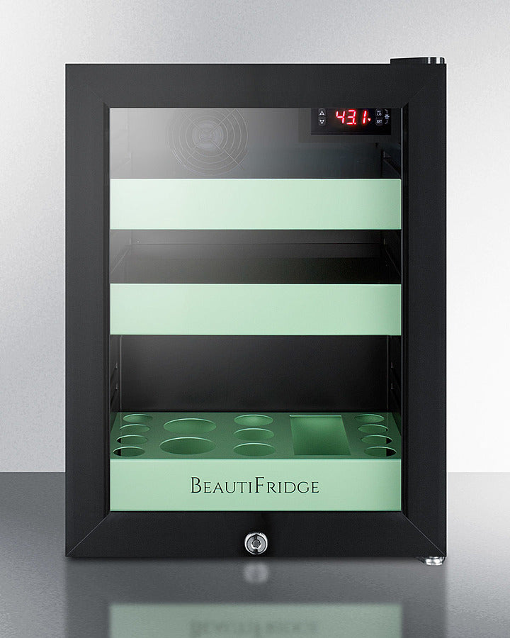Summit LX114LG BeautiFridge 14″ Compact Cosmetics Cooler – Black Cabinet, Glass Door