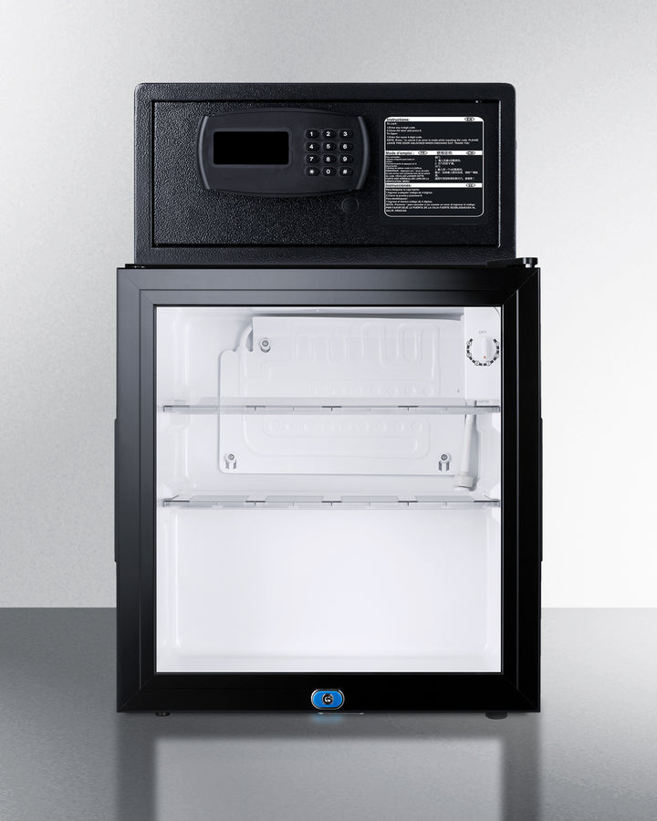Summit MBSAFEG 1.6 cu ft Minibar + In-Room Safe Combo – Black Cabinet, Glass Door