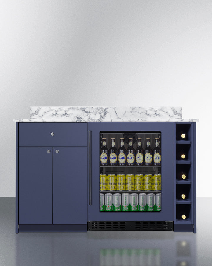 Summit MESAMN33 54″ Wide Turn-key Mesa Dry Bar – Midnight Navy Finish, Fully-Assembled Cabinetry + Built-in Beverage Center
