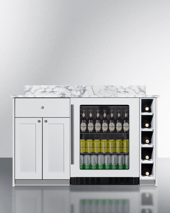 Summit MESAWH33 54″ Wide Turn-key Mesa Dry Bar – White Finish, Pre-Assembled Cabinetry + 3.25 cu ft Beverage Center