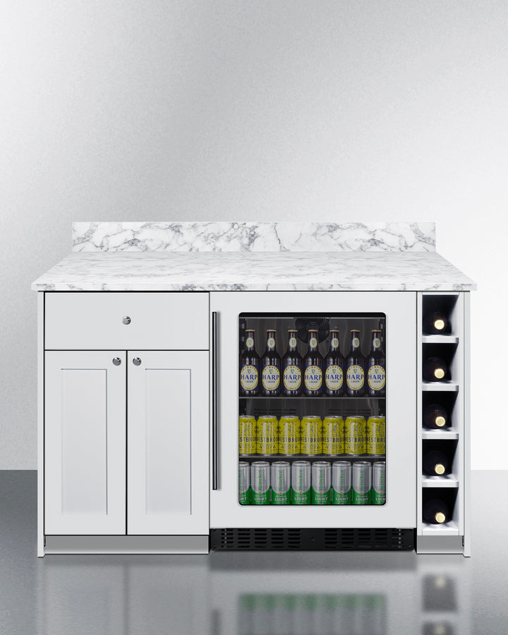 Summit MESAWH33 54″ Wide Turn-key Mesa Dry Bar – White Finish, Pre-Assembled Cabinetry + 3.25 cu ft Beverage Center