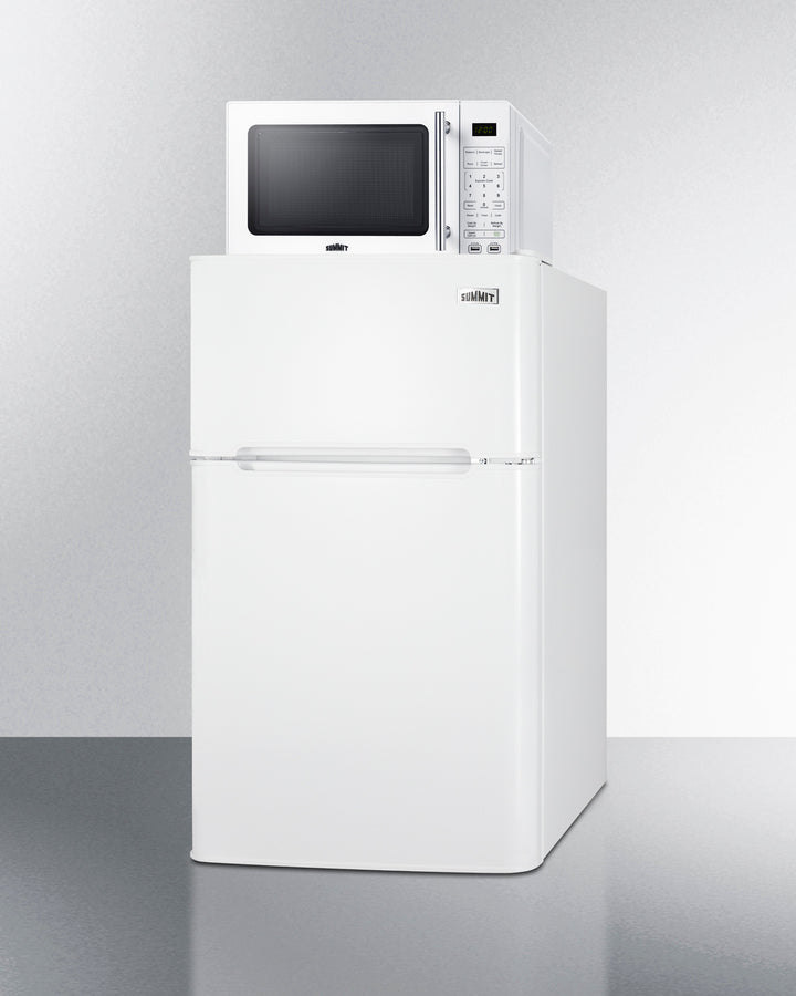 Summit MRF34WA 3.2 cu ft Refrigerator/Freezer + Microwave Combination – White Finish, One-Plug Design