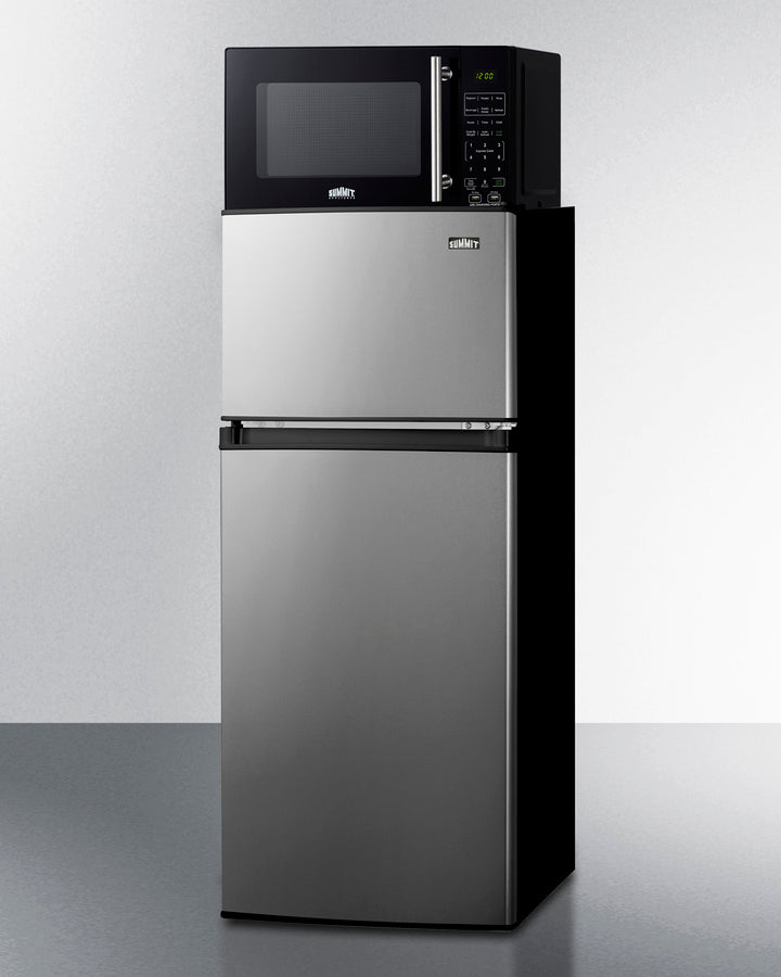 Summit MRF73PLA 19″ Wide Microwave/Refrigerator-Freezer Combination – Stainless-Look, Black Cabinet