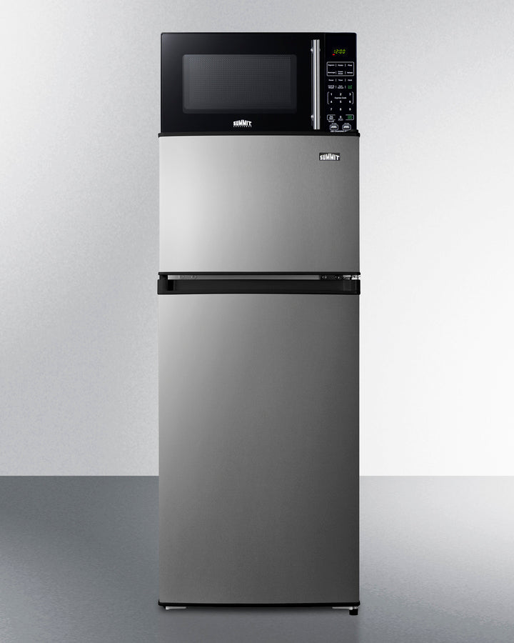 Summit MRF73PLA 19″ Wide Microwave/Refrigerator-Freezer Combination – Stainless-Look, Black Cabinet