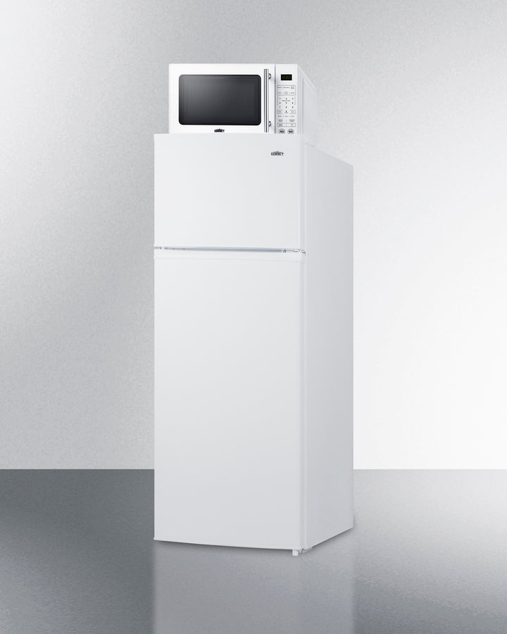 Summit MRF962A Mid-Size Refrigerator-Freezer + Microwave Combo – White Cabinet, One-Plug Operation