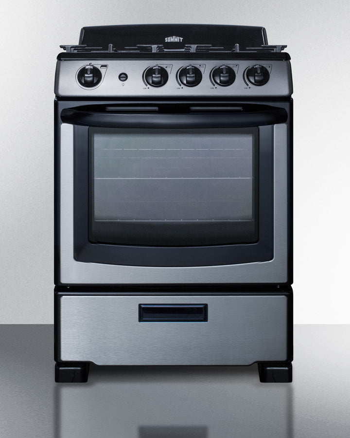 Summit RGH24RSS 24″ Wide Gas Range & Convertible Hood Set – 4-Burner Range with 2.9 cu ft Oven + Stainless Steel Hood