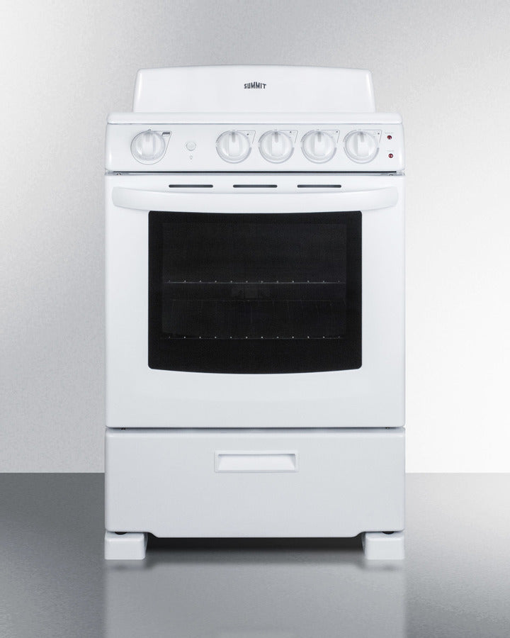 Summit RE2411W 24″ Wide Electric Coil Range – White Finish, 2.9 cu ft Oven, 4 Burner Coil Top