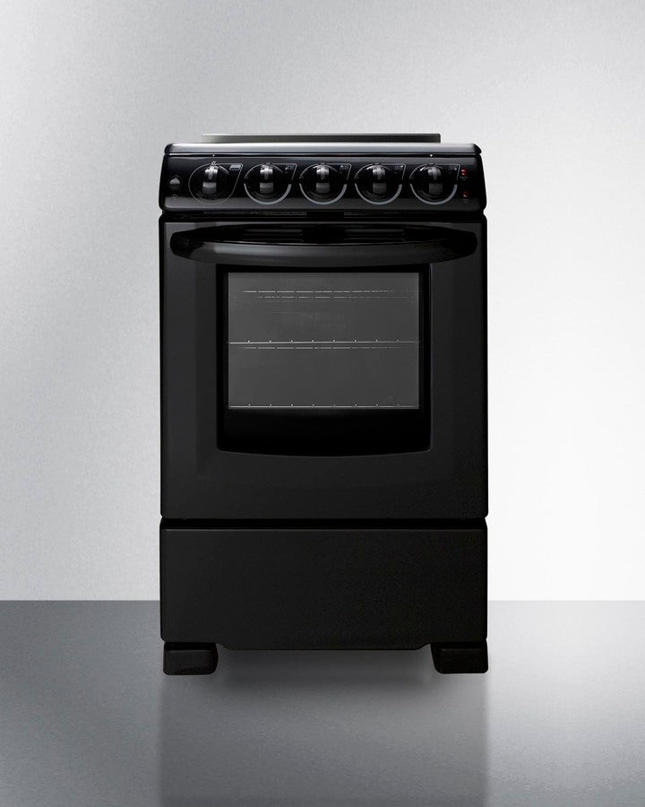 Summit REX2051BRT 20″ Wide Slide-In-Look Electric Range – Black Finish, Smooth Ceramic Glass Top