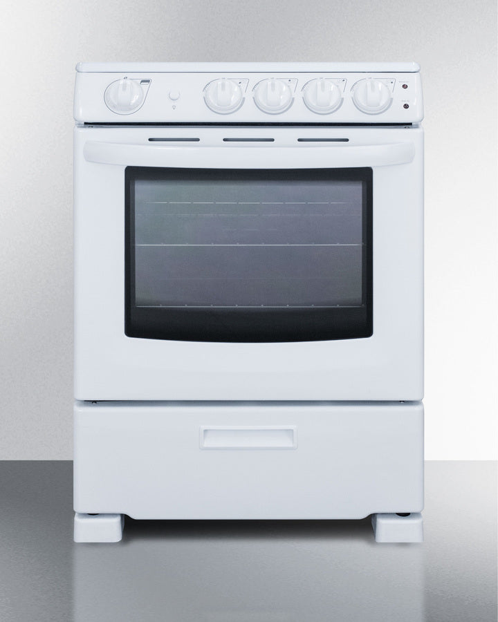 Summit REX2421WRT 24″ Wide Slide-In-Look Electric Range – Smooth Ceramic-Glass Top, 2.9 cu. ft Oven, White Finish
