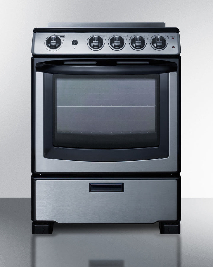 Summit REXH24RSS 24″ Wide Electric Range & Convertible Hood Set – Smooth-Top, 2.9 cu. ft Oven, Stainless Steel Door