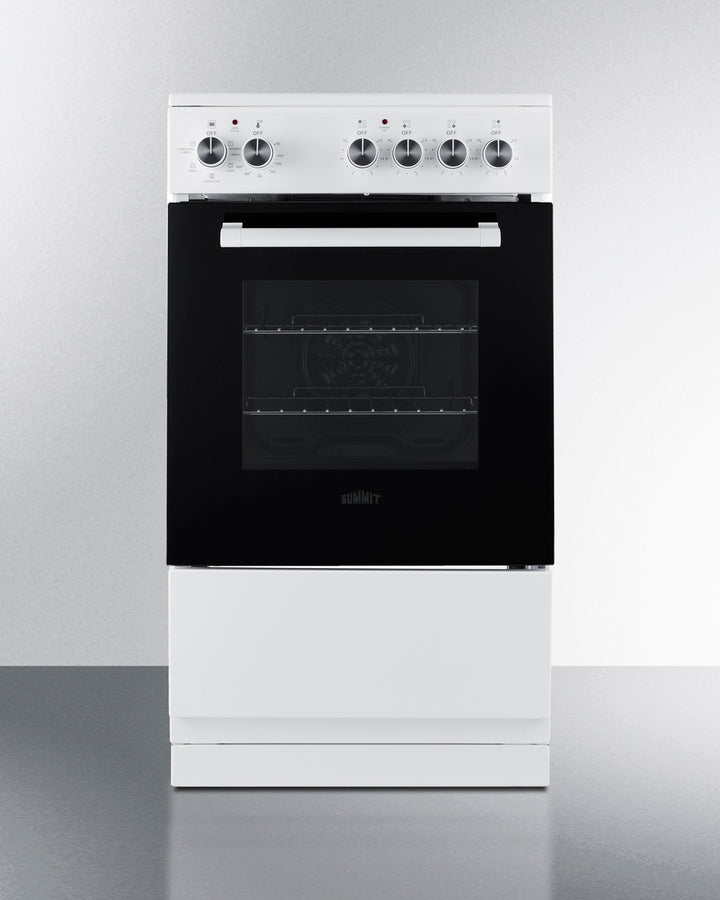 Summit REXT20W 20″ Wide Slide-In Electric Range – Smooth Ceramic-Glass Top, 1.87 cu ft Oven, White Finish