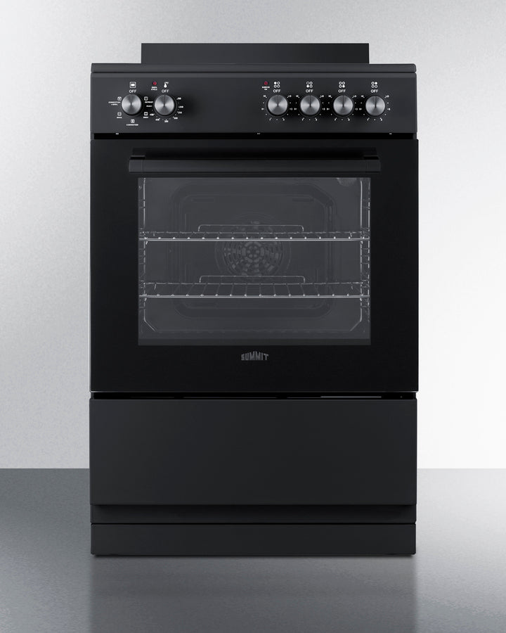 Summit REXT24BL 24″ Wide Slide-In Style Electric Range – Black Finish, Smooth Glass-Top, 2.44 cu ft Oven