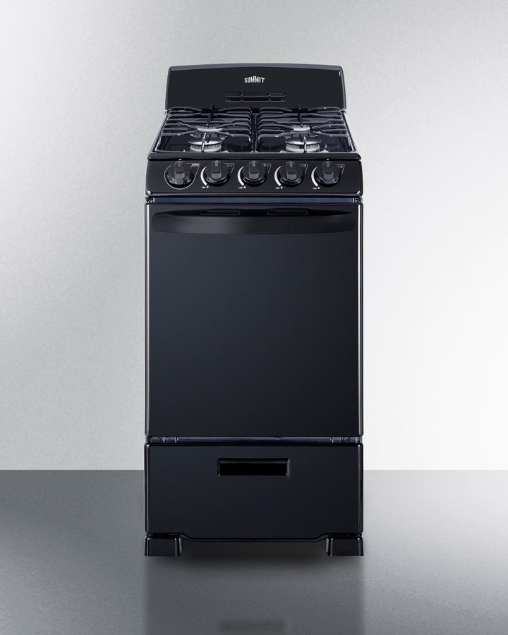 Summit RG201B 20″ Wide Gas Range – Jet Black, 4 Sealed Burners, 2.3 cu ft Oven