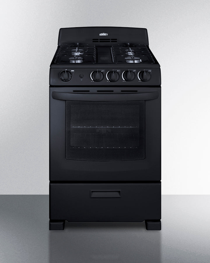 Summit RG2402B 24″ Wide Gas Range – Jet Black Finish, 4 Sealed Burners, 2.9 cu ft Oven