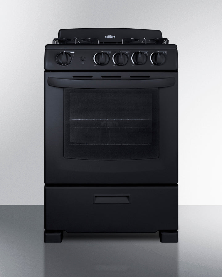 Summit RG2402B 24″ Wide Gas Range – Jet Black Finish, 4 Sealed Burners, 2.9 cu ft Oven