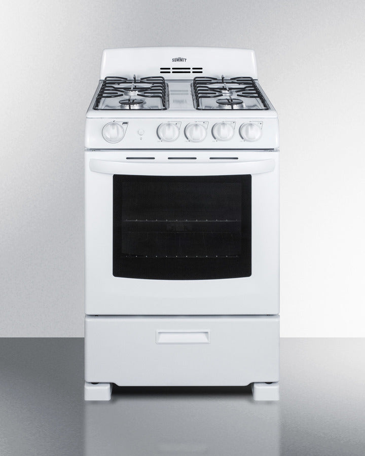 Summit RG244WS 24″ Wide Gas Range – 4 Burners, 2.9 cu. ft Oven, White Finish
