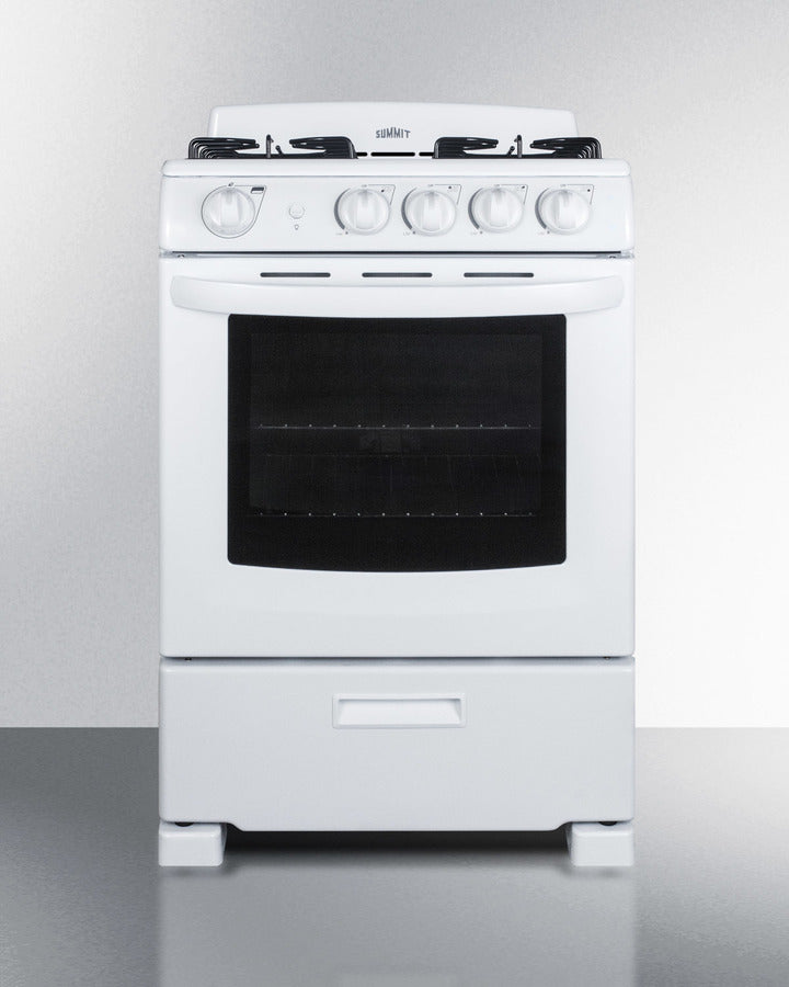 Summit RG244WS 24″ Wide Gas Range – 4 Burners, 2.9 cu. ft Oven, White Finish