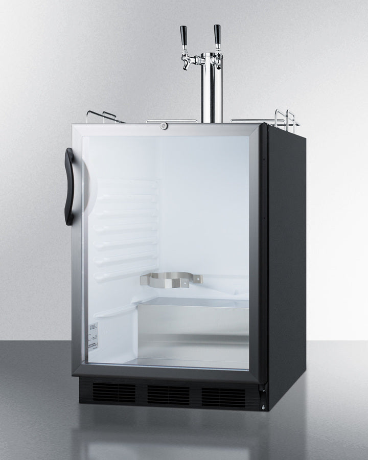 Summit SBC56GBIADA 24″ Wide Built-In Dual-Tap Beer Dispenser – ADA-Compliant, Glass Door, Black Cabinet