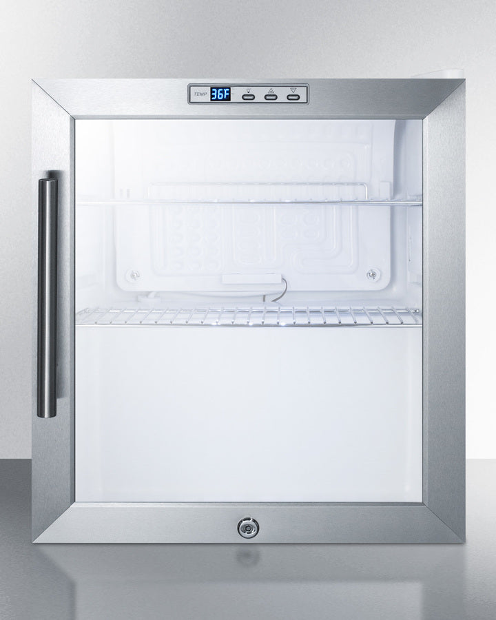 Summit SCR215L Compact Beverage Center – 1.7 cu. ft, Glass Door, White Cabinet