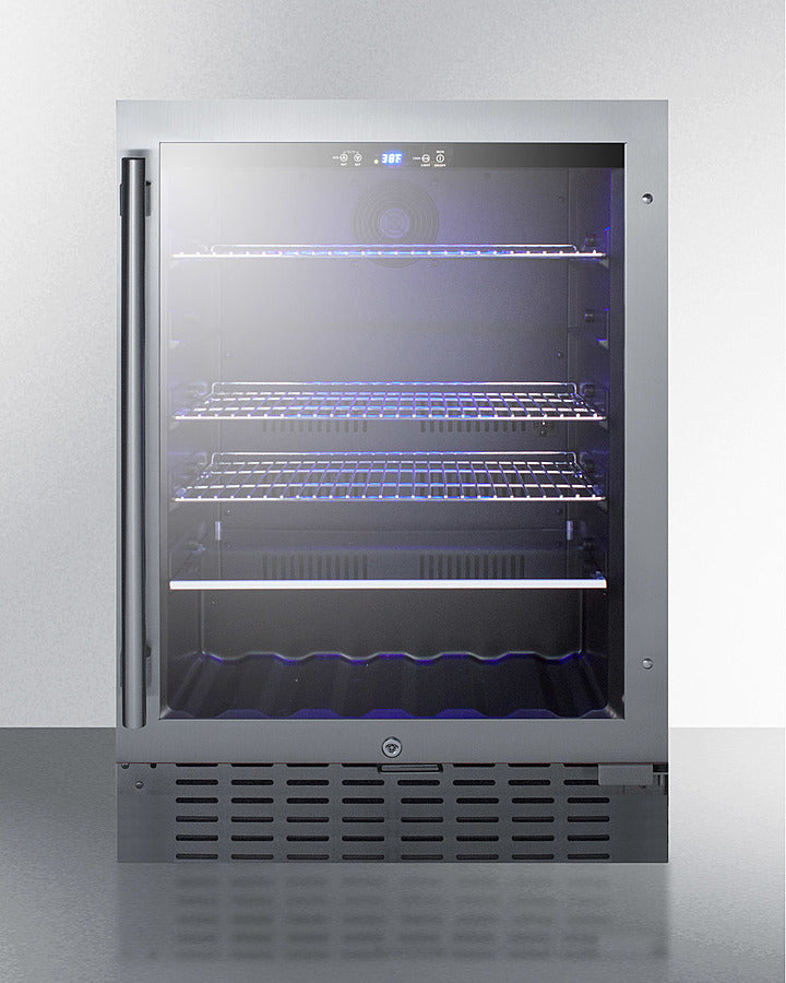 Summit SCR2466BCSS 24″ Wide Built-In Beverage Cooler – Stainless Steel Trimmed Glass Door, Stainless Steel Cabinet