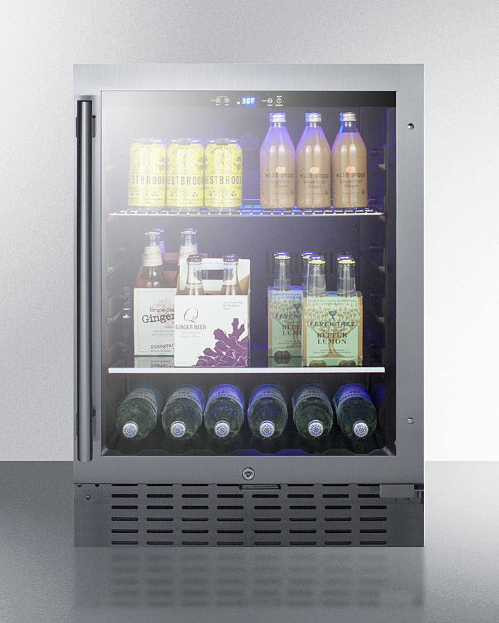 Summit SCR2466BCSS 24″ Wide Built-In Beverage Cooler – Stainless Steel Trimmed Glass Door, Stainless Steel Cabinet