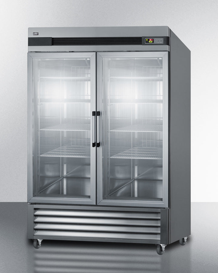 Summit SCR49SSG 49 cu ft Stainless Steel Reach-In Refrigerator (Double Glass Door)