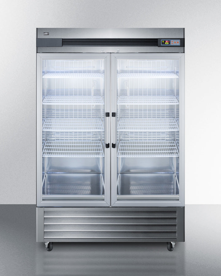 Summit SCR49SSG 49 cu ft Stainless Steel Reach-In Refrigerator (Double Glass Door)