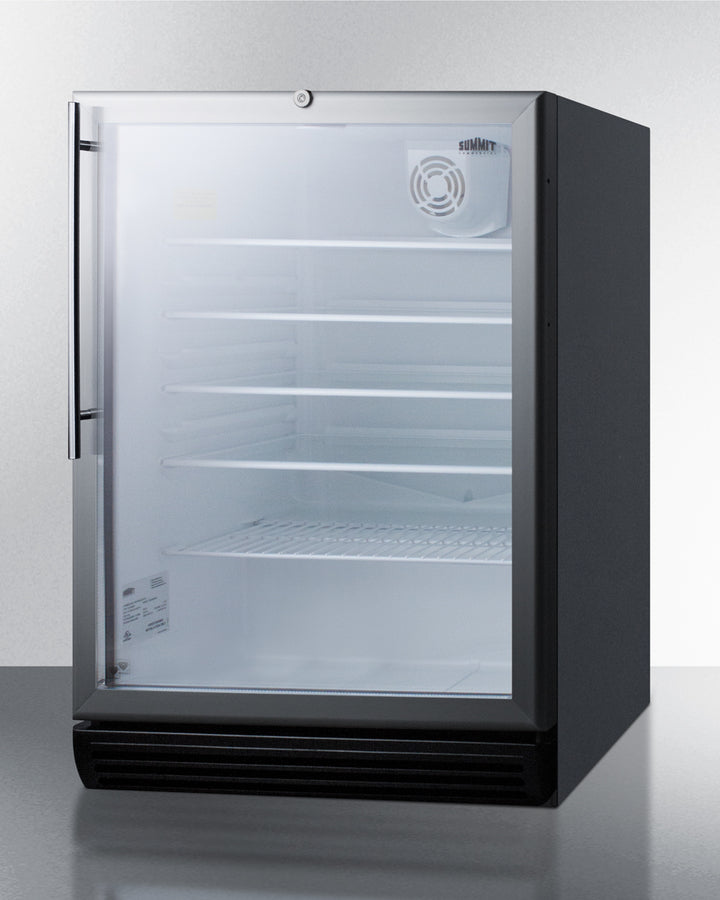 Summit SCR600BGLBIHVADA 24″ Wide Built-In / Freestanding ADA Beverage Center – Glass Door / Black Cabinet