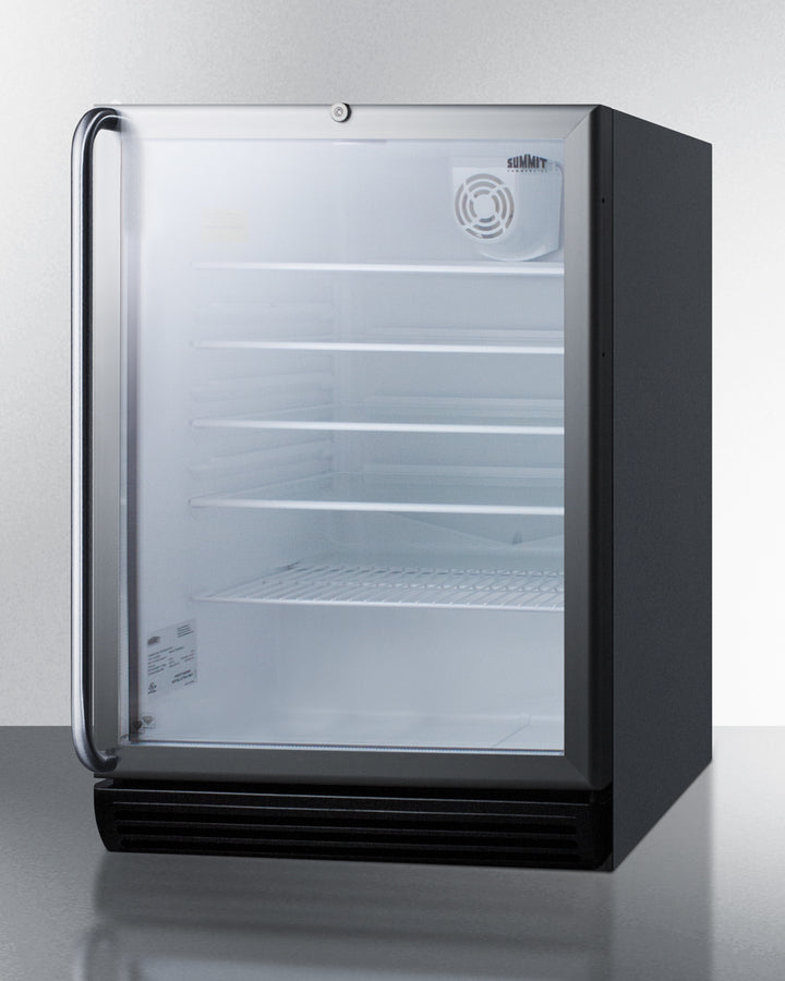 Summit SCR600BGLBISHADA 24″ Wide ADA-Height Built-In Beverage Center — Glass Door, Black Cabinet