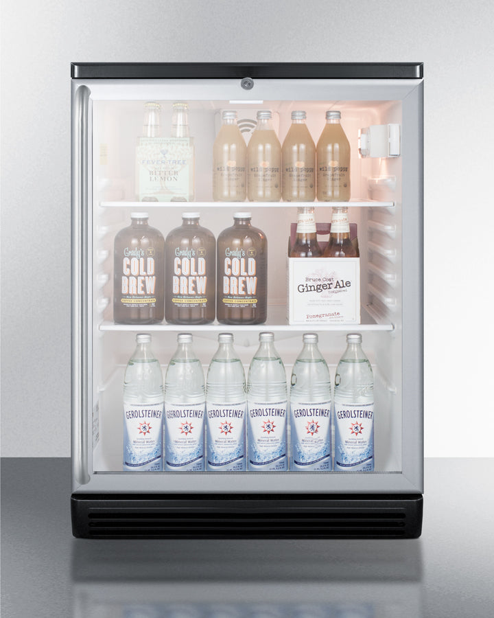 Summit SCR600BGLBISH 24″ Wide Built-In Beverage Center — Glass Door, Black Cabinet, 5.5 cu. ft.