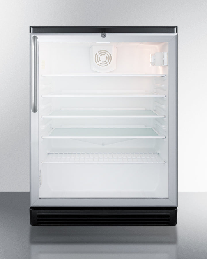 Summit SCR600BGLBITB 24″ Wide Built-In Beverage Center — Black Cabinet & Glass Door, 5.5 cu. ft.