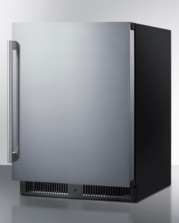 Summit SCR610BLSD 24″ Wide Built-In Beverage Center — Stainless Steel Interior, Black Cabinet