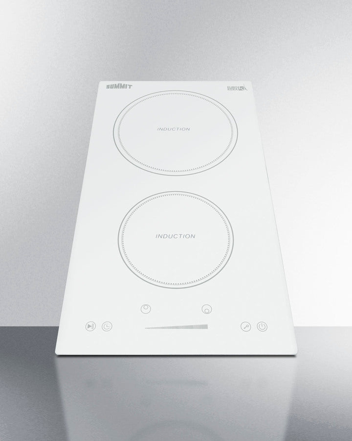 Summit SINC2B231W 12″ Wide 208-240 V 2-Zone Induction Cooktop – White Glass Surface